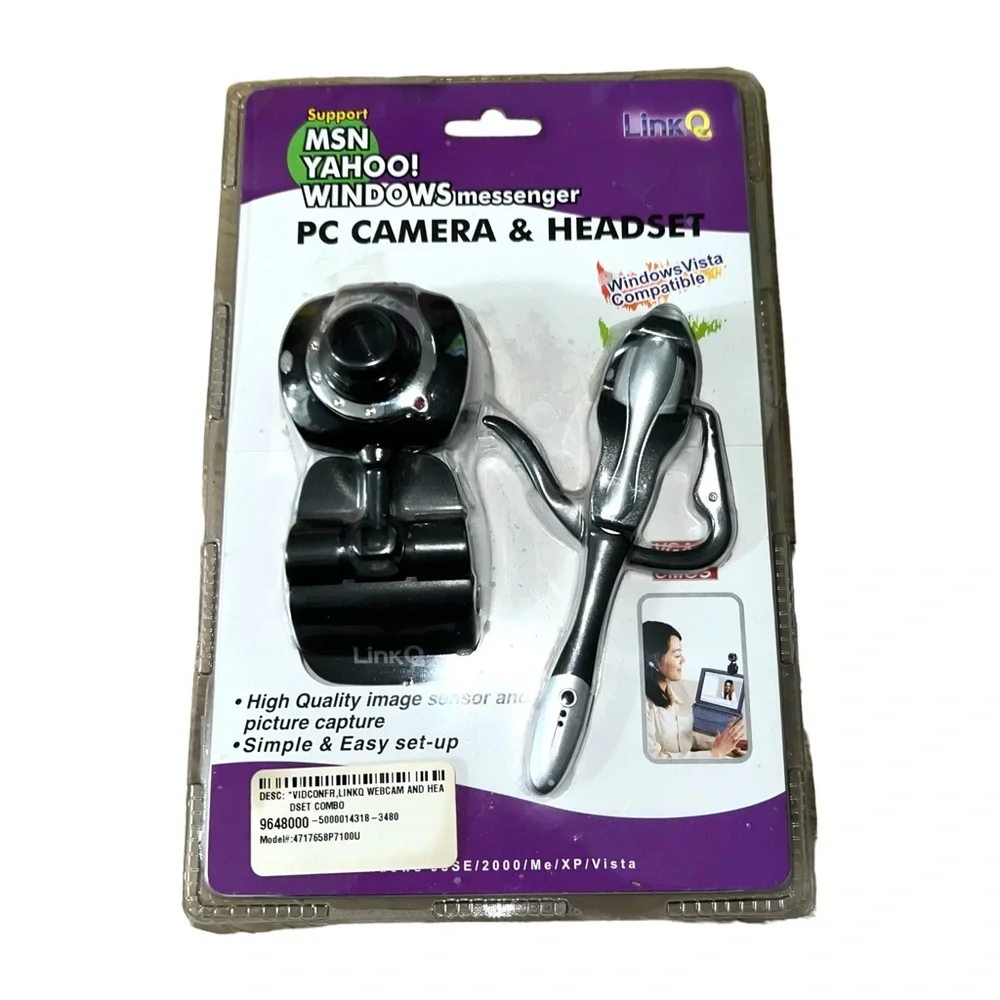 LinkQ PC Camera & Headset Supports MSN Yahoo Windows Messenger New In Box Rare